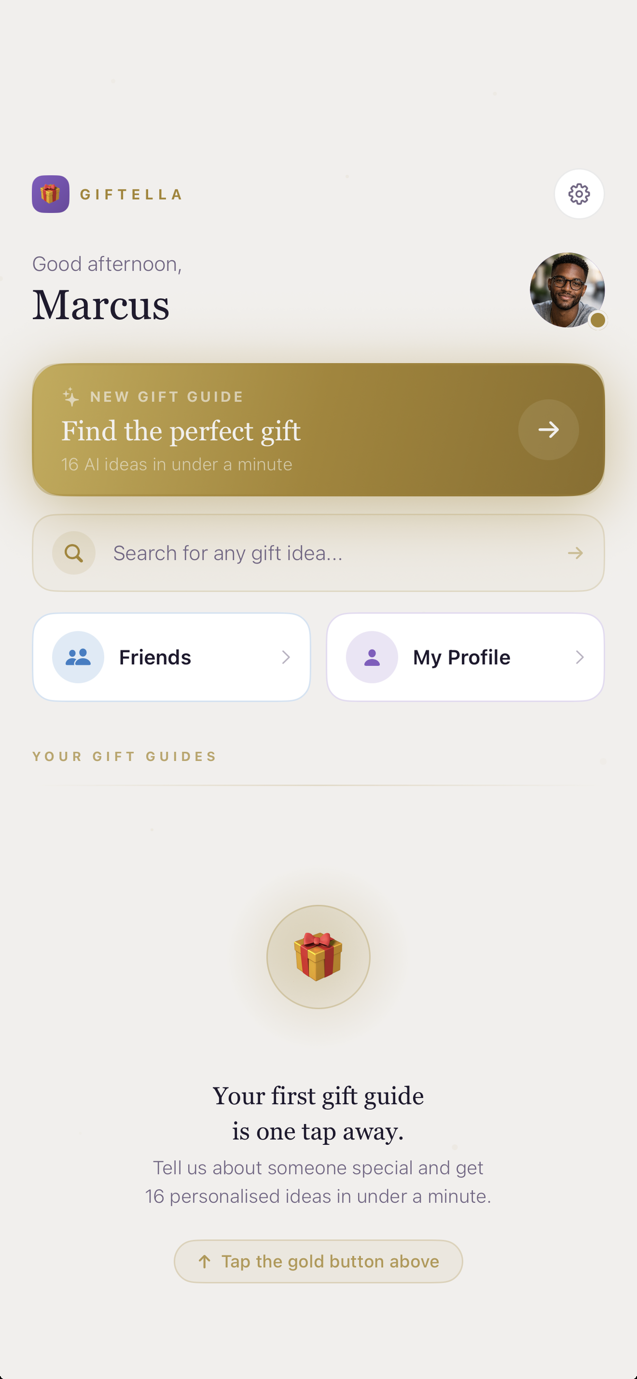 Giftella app running on iPhone